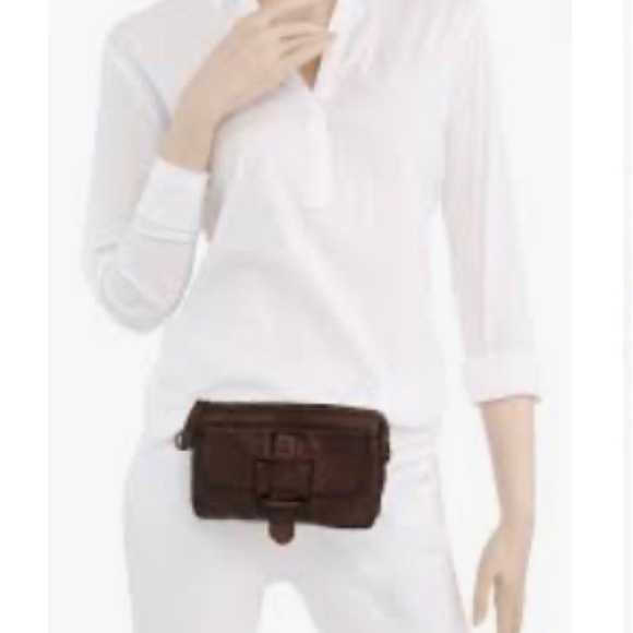 Anthropologie Harbour 2nd Luna Crossbody bag brown leather small mini bag - Picture 2 of 12